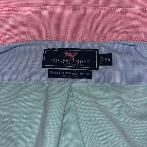 Vineyard Vines Slim Fit Tucker Shirt Green Blue Pink Oxford Button Down Size XS - Picture 12 of 14